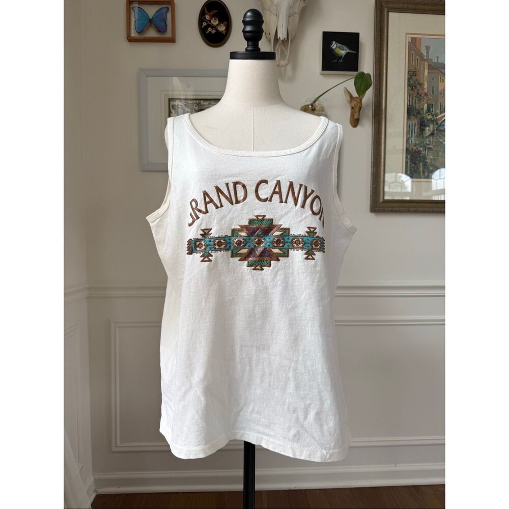 Vintage 90s Grand Canyon Cotton Tank Top Aztec Southwestern XL